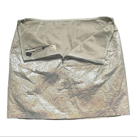 Topshop gold iridescent metallic skirt a-line side pockets back zipper size 10 - Picture 5 of 12